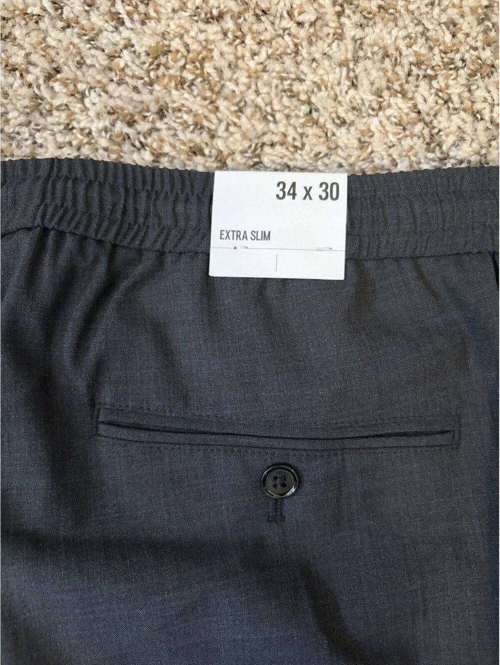 Express Men's Gray Extra Slim Wool Blend Drawstrings Dress Pants Size 34x30 NWT